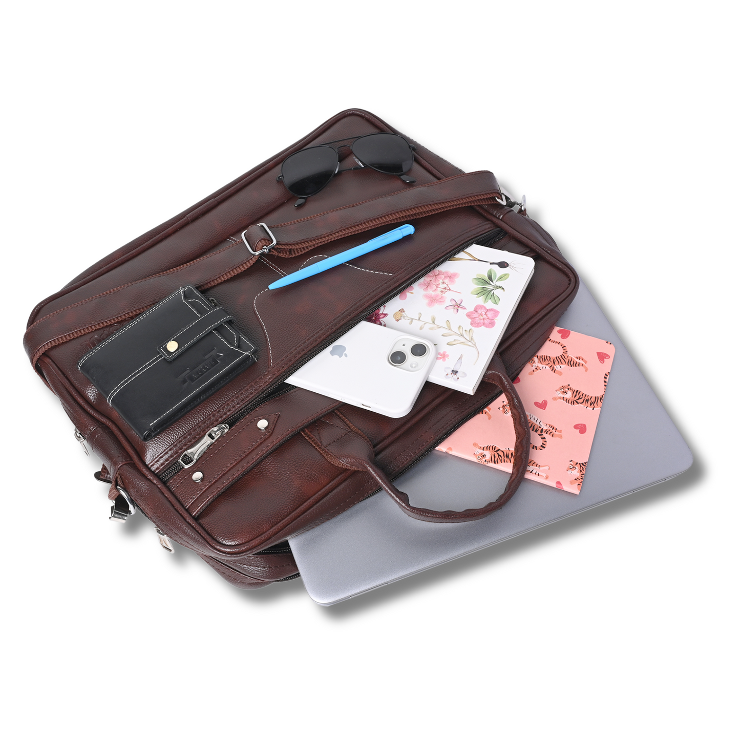 Modern Laptop & Messenger Bag with 5 Pockets - Fits 15.6" Laptop, Expandable Pocket