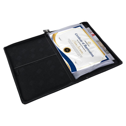 A4 Size Professional File Folder for 40 Certificates, Marksheets, Documents Holder - 20 Leaves - Black